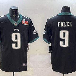 Men's Philadelphia Eagles #9 Nick Foles Black 2025 Super Bowl LIX Patch Vapor Untouchable Limited Stitched Football Jersey