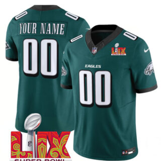 Men's Philadelphia Eagles Active Player Custom Green 2025 Super Bowl LIX Patch New F.U.S.E. Vapor Limited Stitched Football Jersey