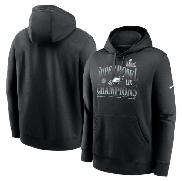 Men's Philadelphia Eagles Black Super Bowl LIX Champions 90'S Retro Pullover Hoodie