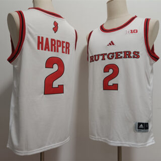 Men's Rutgers Scarlet Knights #2 Dylan Harper White 2024 Stitched Jersey