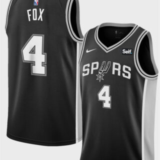 Men's San Antonio Spurs #4 De'Aaron Fox Black 2025 Icon Edition Stitched Basketball Jersey