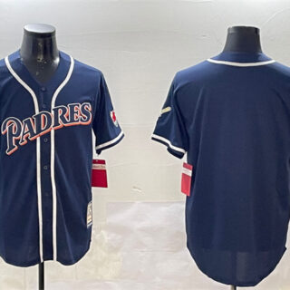 Men's San Diego Padres Blank Navy 1998 World Series Cool Base Stitched Baseball Jersey