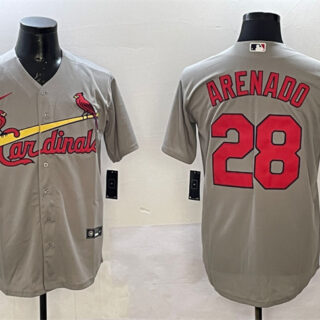 Men's St. Louis Cardinals #28 Nolan Arenado Grey Cool Base Stitched Baseball Jersey
