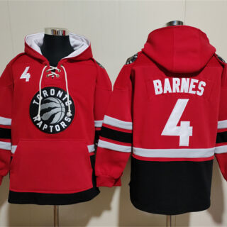 Men's Toronto Raptors #4 Scottie Barnes Red Black Lace-Up Pullover Hoodie