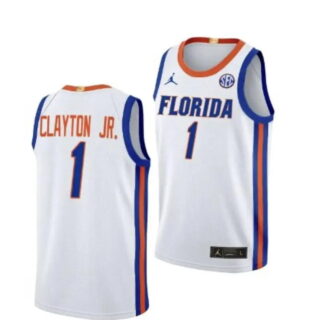 Men's Florida Gators #1 Clayton JR. White Retro Limited Jersey