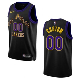 Men's Los Angeles Lakers Custom 2023-24 Black Swingman City Edition Stitched Basketball Jerse