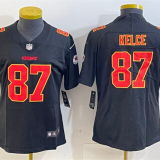 Women's Kansas City Chiefs #87 Travis Kelce Black Vapor Untouchable Limited Stitched Football Jersey(Run Small)