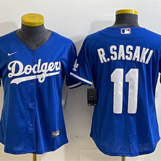 Women's Los Angeles Dodgers #11 Roki Sasaki Royal Cool Base Stitched Baseball Jersey(Run Small)