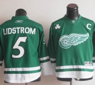 Youth Detroit Red Wings #5 Nicklas Lidstrom St. Patrick's Day Green Kids Jersey