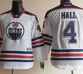 Youth Edmonton Oilers #4 Taylor Hall White Jersey