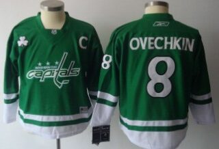Youth Washington Capitals #8 Alex Ovechkin St. Patrick's Day Green Jersey