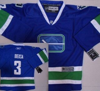 Youth Vancouver Canucks #3 Kevin Bieksa Blue Third Jersey