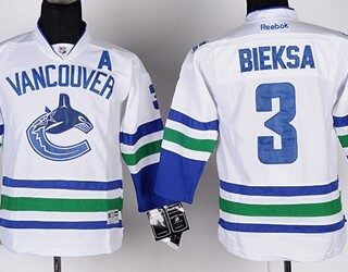 Youth Vancouver Canucks #3 Kevin Bieksa White Jersey