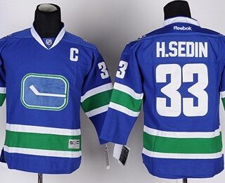 Youth Vancouver Canucks #33 Henrik Sedin Blue Third Jersey