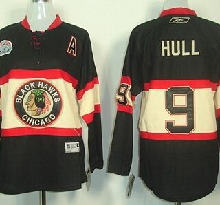 Youth Chicago Blackhawks #9 Bobby Hull Black Third Jersey