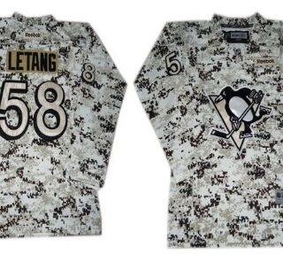 Youth Pittsburgh Penguins #58 Kris Letang White Camo Jersey