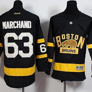 Youth Boston Bruins #63 Brad Marchand Reebok Black 2016 Winter Classic Premier Jersey