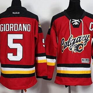 Youth Calgary Flames #5 Mark Giordano Red Premier Alternate Hockey Jersey
