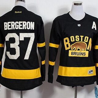 Women's Boston Bruins #37 Patrice Bergeron Reebok Black 2016 Winter Classic Premier Jersey