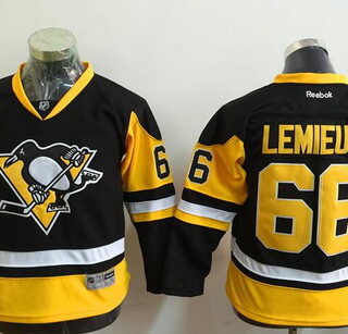 Youth Pittsburgh Penguins #66 Mario Lemieux Retired Black Third Reebok Hockey Jersey