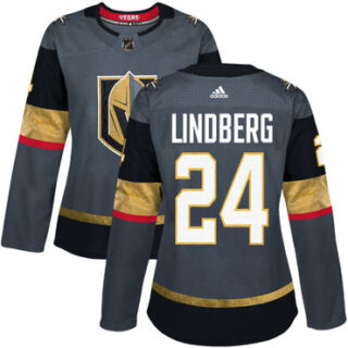 Women's Vegas Golden Knights #24 Oscar Lindberg Grey Home Authentic Stitched NHL Jersey