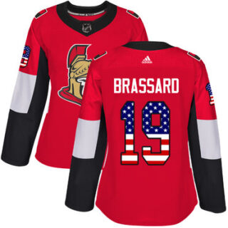 Women's Ottawa Senators #19 Derick Brassard Red Home Authentic USA Flag Stitched NHL Jersey