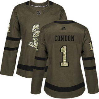 Women's Ottawa Senators #1 Mike Condon Green Salute to Service Stitched NHL Jersey