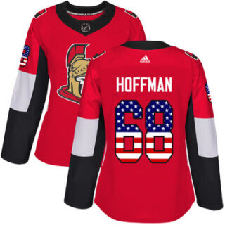 Women's Ottawa Senators #68 Mike Hoffman Red Home Authentic USA Flag Stitched NHL Jersey