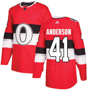 Youth Ottawa Senators #41 Craig Anderson Red Authentic 2017 100 Classic Stitched NHL Jersey