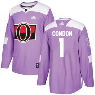 Youth Ottawa Senators #1 Mike Condon Purple Authentic Fights Cancer Stitched NHL Jersey