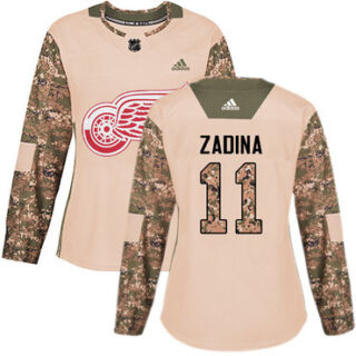 Women's Detroit Red Wings #11 Filip Zadina Authentic Camo Veterans Day Practice Jersey