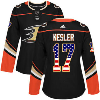 Women's Anaheim Ducks #17 Ryan Kesler Black Home Authentic USA Flag Stitched NHL Jersey