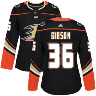 Women's Anaheim Ducks #36 John Gibson Black Home Authentic Stitched NHL Jersey