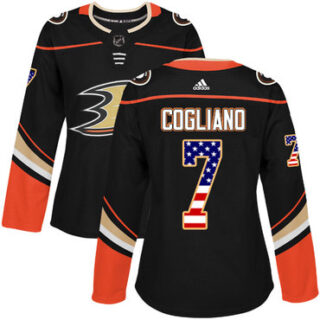 Women's Anaheim Ducks #7 Andrew Cogliano Black Home Authentic USA Flag Stitched NHL Jersey