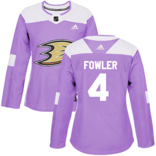 Women's Anaheim Ducks #4 Cam Fowler Purple Authentic Fights Cancer Stitched NHL Jersey