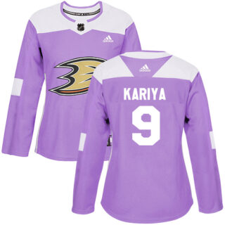 Women's Anaheim Ducks #9 Paul Kariya Purple Authentic Fights Cancer Stitched NHL Jersey