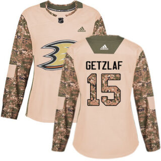 Women's Anaheim Ducks #15 Ryan Getzlaf Camo Authentic 2017 Veterans Day Stitched NHL Jersey