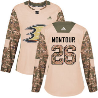 Women's Anaheim Ducks #26 Brandon Montour Camo Authentic 2017 Veterans Day Stitched NHL Jersey