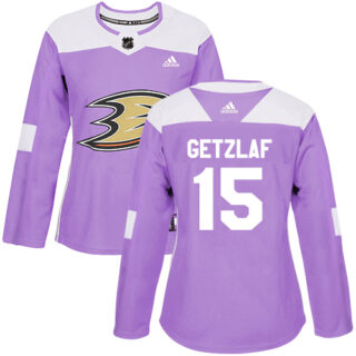 Women's Anaheim Ducks #15 Ryan Getzlaf Purple Authentic Fights Cancer Stitched NHL Jersey