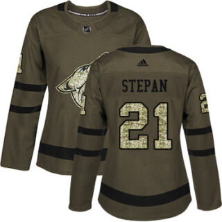 Women's Arizona Coyotes #21 Derek Stepan Green Salute to Service Stitched NHL Jersey