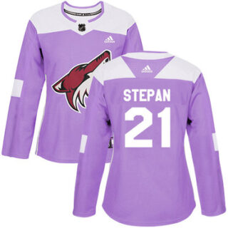 Women's Arizona Coyotes #21 Derek Stepan Purple Authentic Fights Cancer Stitched NHL Jersey