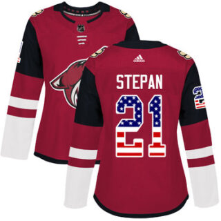 Women's Arizona Coyotes #21 Derek Stepan Maroon Home Authentic USA Flag Stitched NHL Jersey