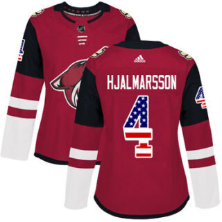 Women's Arizona Coyotes #4 Niklas Hjalmarsson Maroon Home Authentic USA Flag Stitched NHL Jersey