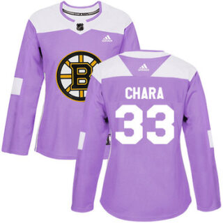 Women's Boston Bruins #33 Zdeno Chara Purple Authentic Fights Cancer Stitched NHL Jersey