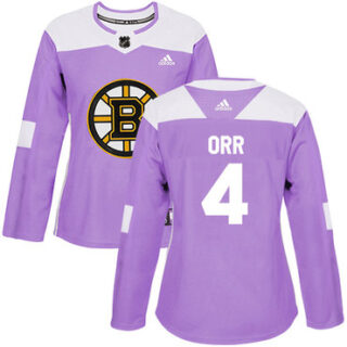 Women's Boston Bruins #4 Bobby Orr Purple Authentic Fights Cancer Stitched NHL Jersey