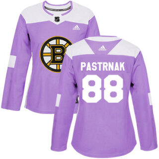 Women's Boston Bruins #88 David Pastrnak Purple Authentic Fights Cancer Stitched NHL Jersey