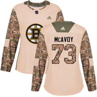 Women's Boston Bruins #73 Charlie McAvoy Camo Authentic 2017 Veterans Day Stitched NHL Jersey