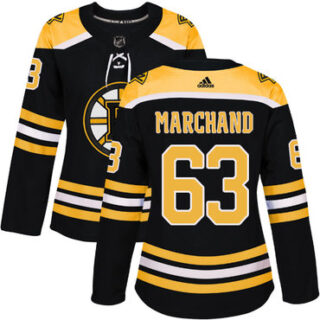 Women's Boston Bruins #63 Brad Marchand Black Home Authentic Stitched NHL Jersey