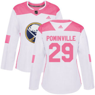 Women's Buffalo Sabres #29 Jason Pominville White Pink Authentic Fashion Stitched NHL Jersey