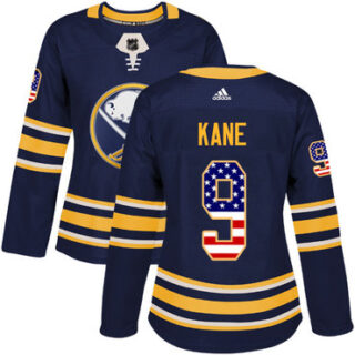 Women's Buffalo Sabres #9 Evander Kane Navy Blue Home Authentic USA Flag Stitched NHL Jersey